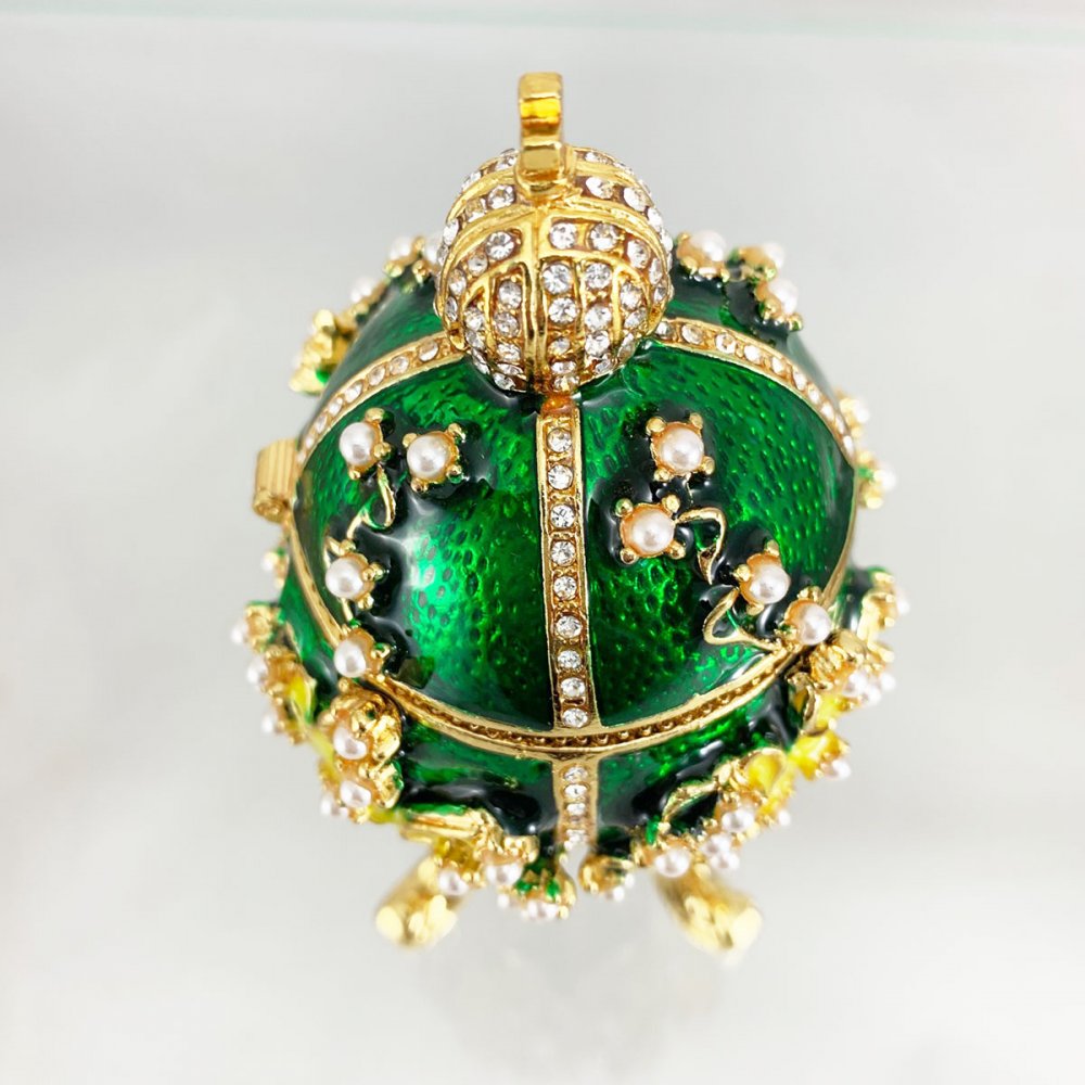 Copy Of Faberge 2987-003 egg jewelry box, green