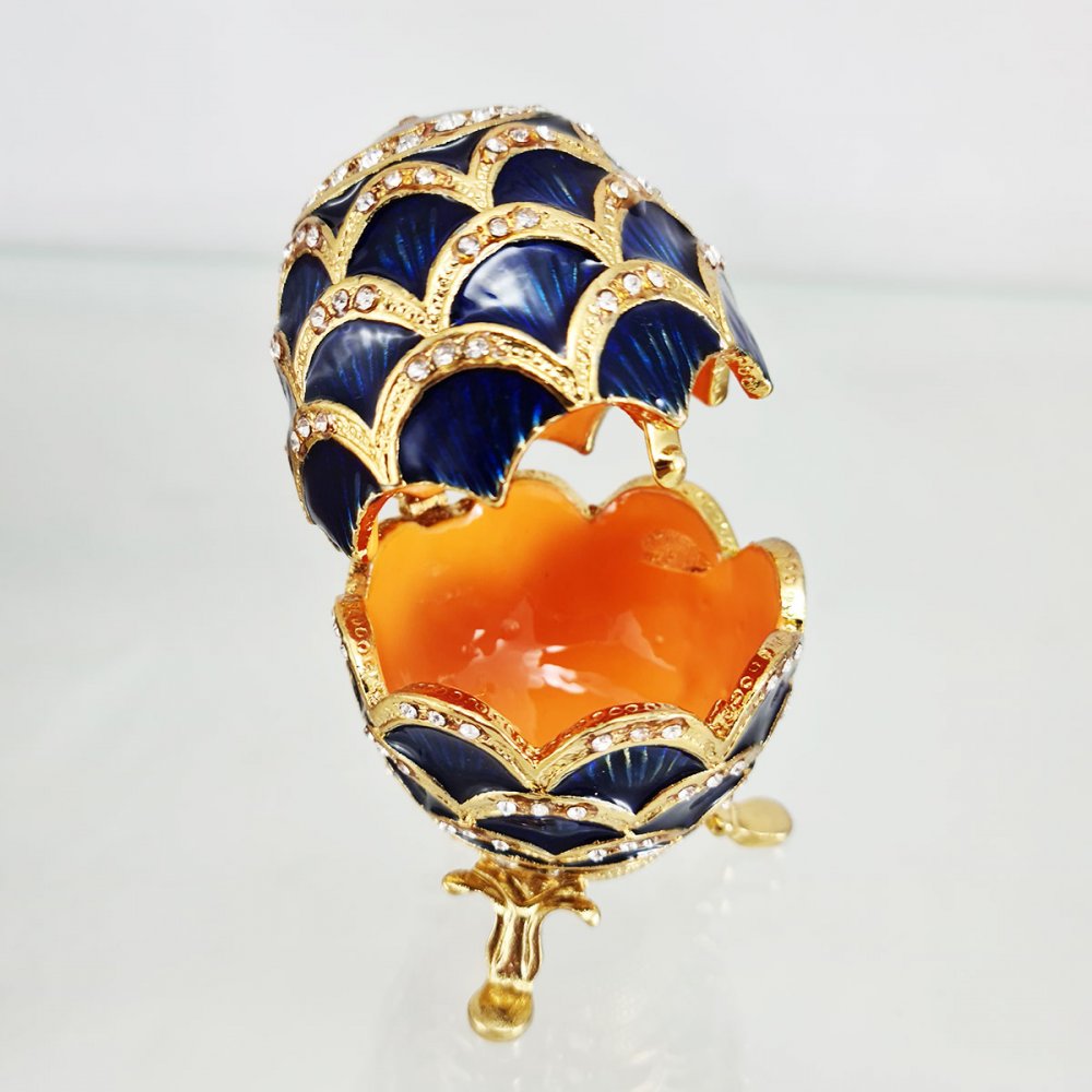 Copy Of Faberge 3193-002 egg jewelry box, blue