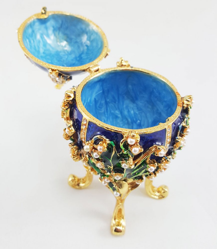 Copy Of Faberge 2987-003 egg jewelry box, blue