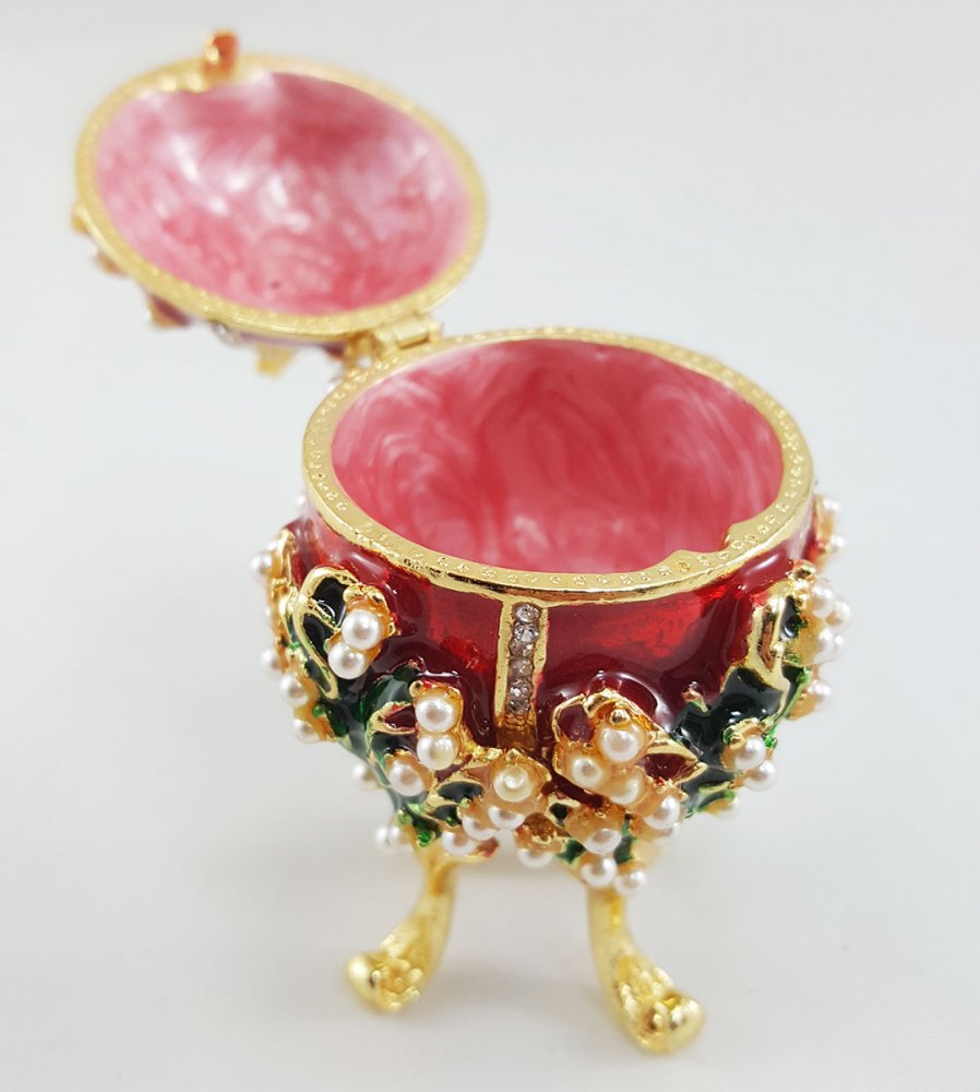 Copy Of Faberge 1979-003 egg jewelry box, red