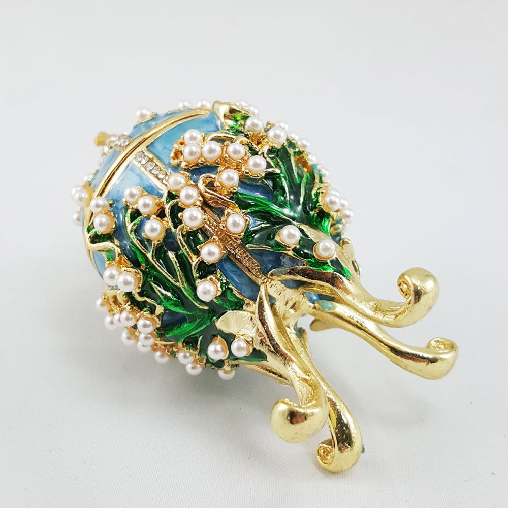 Copy Of Faberge 1979-003 egg jewelry box, light-blue
