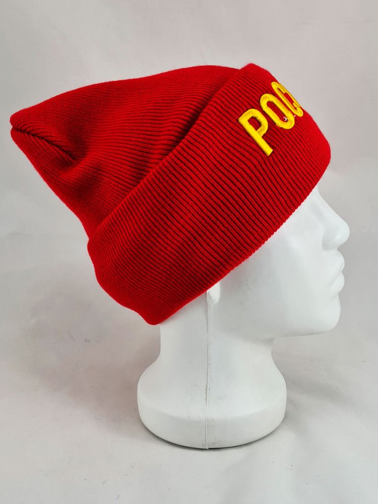 Headdress woolen hat Russia, embroidery, red