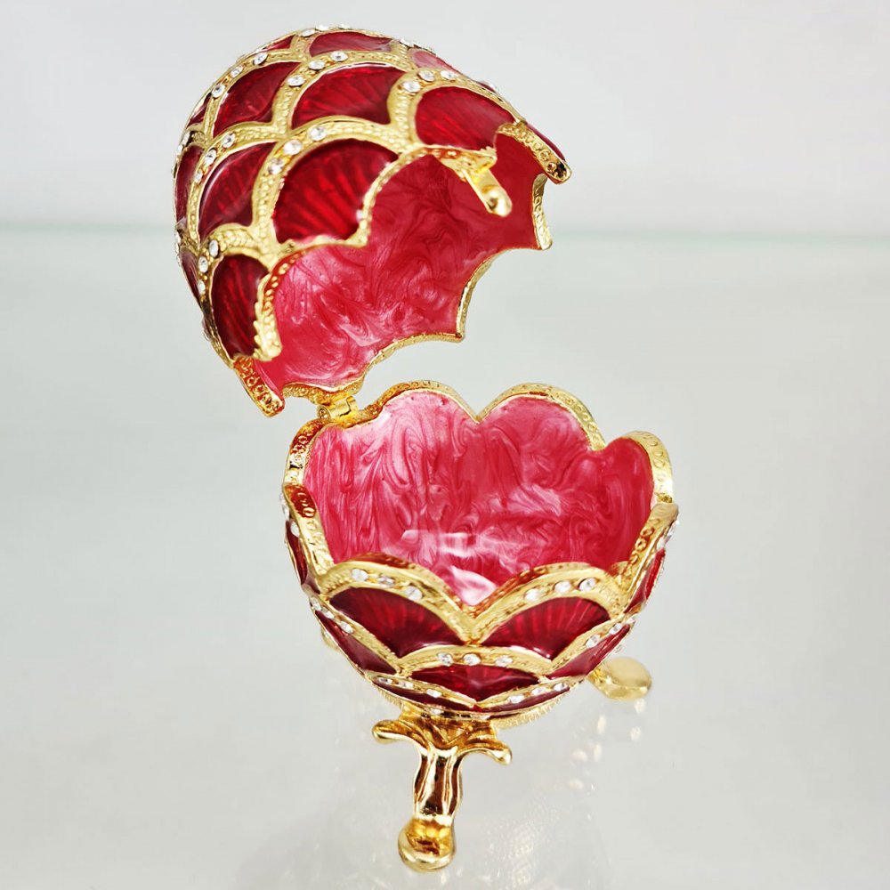 Copy Of Faberge 3193-002 egg jewelry box, red