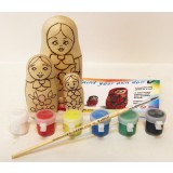 Creativity kit Set a nested doll 3 pcs with paints and a brush