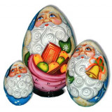 Nesting doll Sergiev-Posad 3 pcs. Egg Santa Claus With a a sack