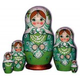 Nesting doll Sergiev-Posad 5 pcs. Shawl Light Green