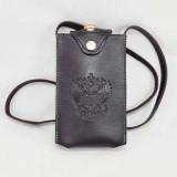 Flask metal in a leather case with shoulder strap, Russian Coat, 0.5