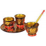 Khokhloma for food Set for spices of 5 subjects