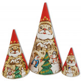 Nesting doll 3 pcs. The cone carved the Santa Claus 16 cm.