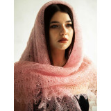 Pavlovo Posad Shawl Downy shawl handmade spider web pink, 120 x 120