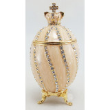 Copy Of Faberge HJD0222A-2 Easter egg Twisted with crown, beige
