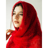 Pavlovo Posad Shawl Downy shawl handmade cobweb down crimson, 130 x...
