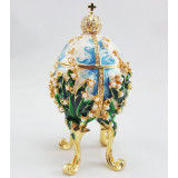 Copy Of Faberge 2987-003 egg jewelry box, white-blue