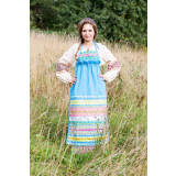 Russian folk costume Aprons light blue, 115 cm