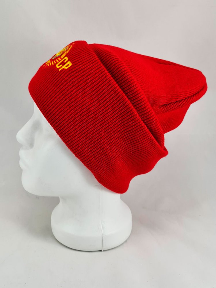 Headdress woolen hat USSR, embroidery, red