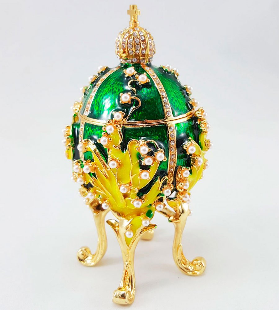 Copy Of Faberge 1979-003 egg jewelry box, green
