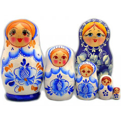Nesting doll Sergiev-Posad 5 pcs. Gzhel
