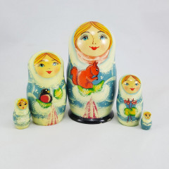 Nesting doll Sergiev-Posad 5 pcs. Girl with a squirrel