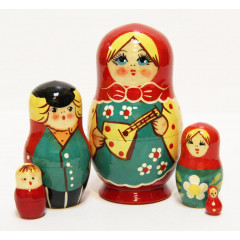 Nesting doll Sergiev-Posad 5 pcs. balalayka yelow