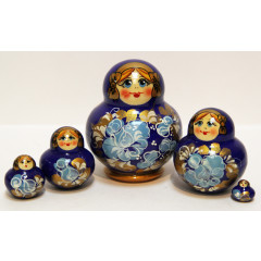Nesting doll Sergiev-Posad 5 pcs. MNA blue