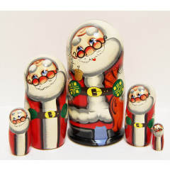 New Year and Christmas matrioshka nesting doll 5 pcs. Santa Claus big
