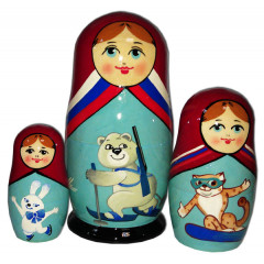 Nesting doll 3 pcs. The Olympic Games of Sochi 2014 (13 cm.)