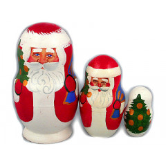New Year and Christmas matrioshka nesting doll 3 pcs. Santa Claus Lidiya