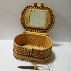 birch bark products box With a mirror inside