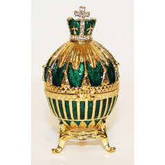 Copy Of Faberge 114-0223-3 easter egg, small, Royal, green with a bouquet