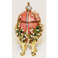 Copy Of Faberge JD0870-1 Egg easter, small, red, "Lily of the valley"