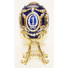 Copy Of Faberge JD0820-3 Egg an easter average. The pearls, Photoframeworks with figures, dark blue