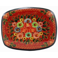 Lacquer Box Mstera Flowers, red background