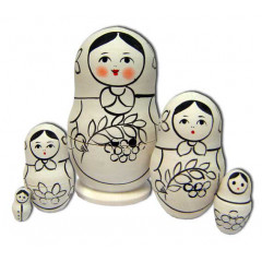 Nesting doll prepared for paint, prepared for paint, Mountain ash, 10