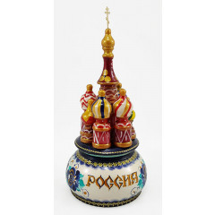 Musical cathedral - a breadboard model Russia, Gzhel turquoise, 21 cm, non-rotating, St. Basil's Cathedral