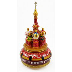 Musical cathedral - a breadboard model Arches, red, 23 cm., rotating, St. Basil's Cathedral