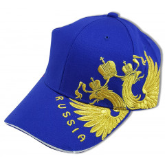 Headdress Baseball cap Coat of arms of Russia embroidery, blue