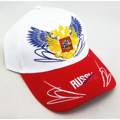 Headdress Baseball cap Russia, Russian coat of Arms, white top, red visor