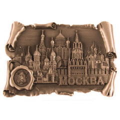 Magnet metal 027-4CU-19k24 scroll with print Moscow Cathedrals brazen