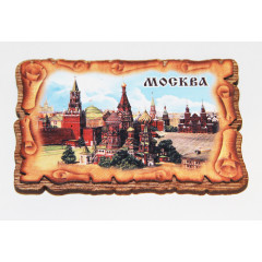 Magnet wooden Wooden with a leather, St. Basil's Cathederal.