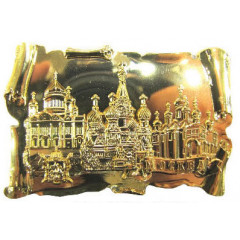 Magnet metal 027-2GBI-19K35 Glossy scroll Moscow Cathedrals gold