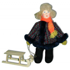 Doll handmade copyright Galina Maslennikova A2-16 A Boy with a sledge