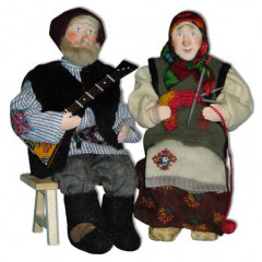 Doll handmade copyright Galina Maslennikova D11 Grandfather with Grandma composition 3 item