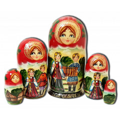 Nesting doll 5 pcs. The couple with the accordion, man with a girl