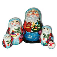 New Year and Christmas matrioshka matrioshka 5 pcs. Santa Claus with Bear