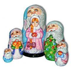 Nesting doll Sergiev-Posad 5 pcs. Santa Claus with Snowmaiden