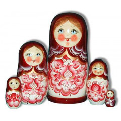 Nesting doll Sergiev-Posad 5 pcs. Gzgel Maroon