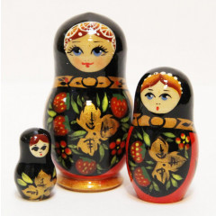 Nesting doll Sergiev-Posad 3 pcs. Gold Khohloma 3 pl