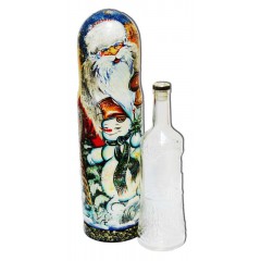 Nesting doll Case for bottle New Year's with a snowman of circular 0,7