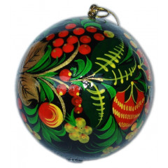 New Year and Christmas christmas tree toy Christmas toy Full-sphere khokhloma 80 mm