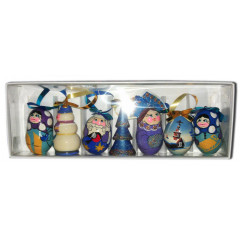New Year and Christmas christmas tree toy a set of matryoshka dolls in blue color, 7 items